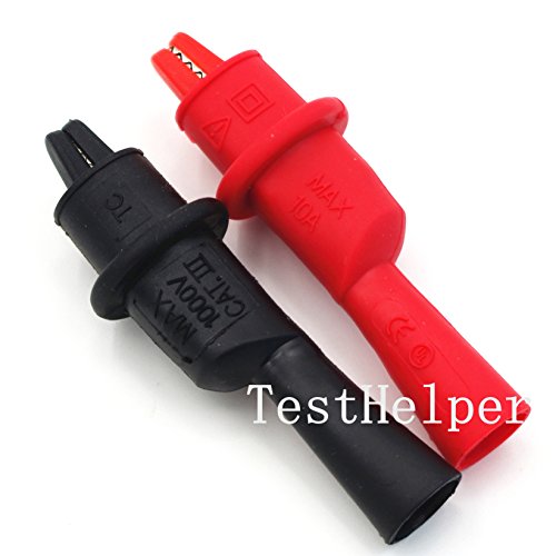 TestHelper AC15 Insulated Test Probe Push On Alligator Clips Crocodile Clamps for Test Leads