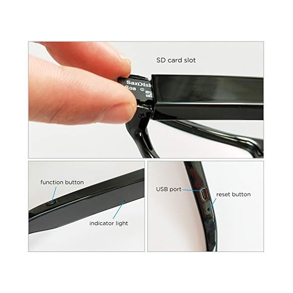 Spy Camera Glasses,1080P Spy Glasses with Hidden Camera,Mini Wearable