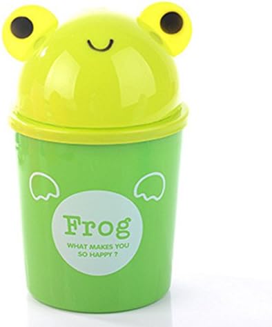 PYD Desktop Trash Can Creative Cartoon Animals Rubbish Storage Barrel Cute Stationery Holder For Office Home (Frog)