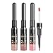 Matte Liquid Lipstick Lip Liner Set, QiBest 3 Pcs Double End 2 in 1 Naked Color Waterproof Long Lasting Durable Non-Stick Cup Lip Gloss Makeup Kit (Nude)