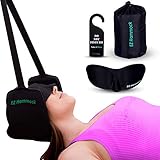 Head Hammock for Neck Pain Relief | Premium Memory Foam Head Hammock | Thick Durable Sewn-in Elastic Strap Includes 3D Contoured Eye Mask | Neck Stretcher | Use Head Hammock Anywhere