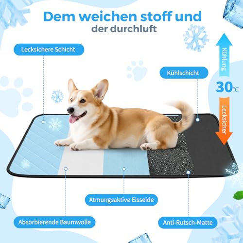 Clefivie Cooling Mat for Dogs, Cooling Mat for Cats, Dog Cooling Mat, Self-Cooling, Washable Cooling Blanket for Dogs, Cooling Mat, Summer, Non-Slip Cat Cooling Mat, Bed Cooling Pad Dog