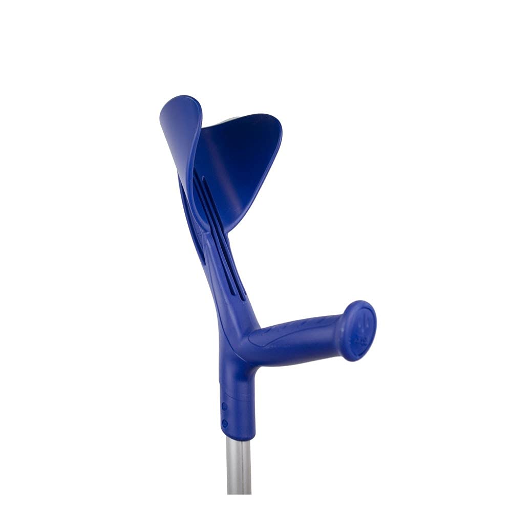 Evolution Fun, Orthopaedic Walking Crutch, Adjustable-Height, Ergonomic Handles, Aluminum, Blue, 1 Unit