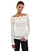PattyBoutik Women Floral Lace Off Shoulder Top (Off-White Small)