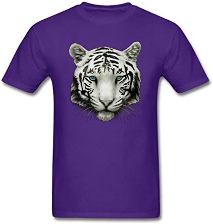 Big Face Tribal Tiger T-Shirt Short Sleeve Crewneck Cotton Purple 2XL