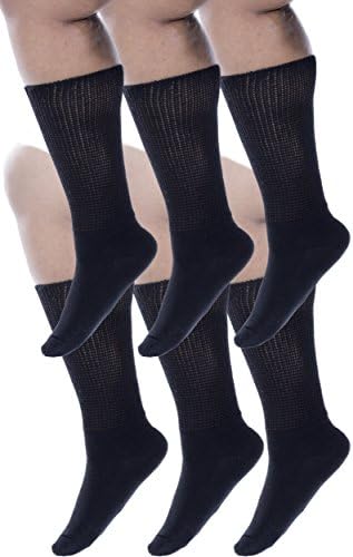 Zaftig Womens Plus Size Crew Socks, 100% Cotton, (6 Pairs Black)