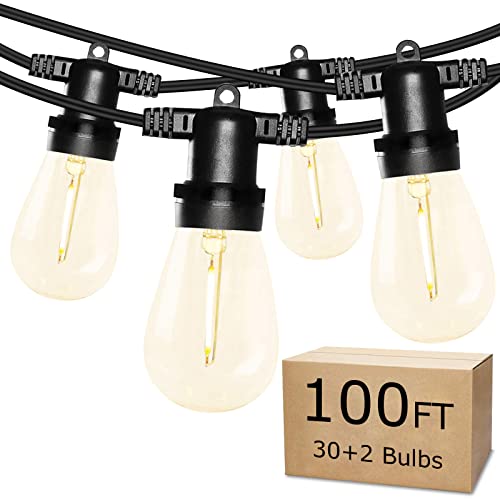 BRTLX Outdoor String Lights, Connectable IP65 Waterproof 100Ft S14 LED