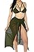 Kisscynest Women's Halter Cut Out Three Piece Swimsuit Coverup 3 Pcs Bikini Set with Cover Ups Skirt M Army Green