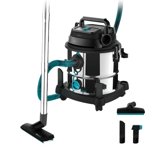 Nass- und Trockensauger Conga Rockstar Wet & Dry Steel Neo. Robustes Metallgehäuse, Blasfunktion, Doppelfilter-System, 5 Meter Aktionsradius, 4 Gummirollen, Zubehör-Aufbewahrung am Gerät