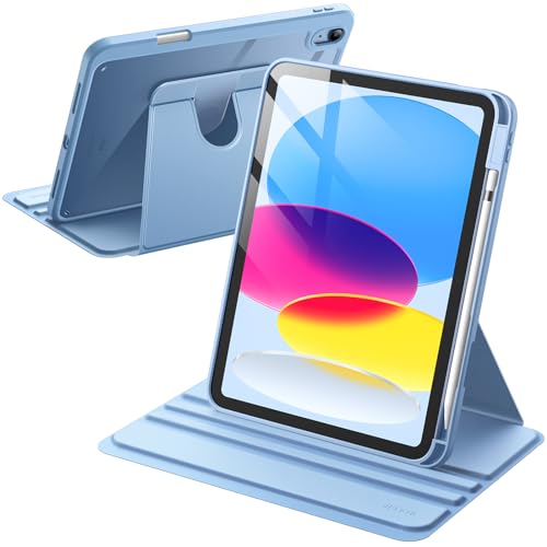 JETech Rotierende Hülle für iPad (A16) 11./10. Generation (2025/2022) mit Stifthalter, 360 Grad Drehbare Schutzhülle Ständer Transparente Rückseite, Auto Wachen/Schlafen (Blau)