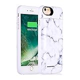iPhone 8, iPhone 7, iPhone 6 Battery Case, Marble Series - 3500mAh Ultra Slim Extended Battery Backup Charging Case Charger Pack Power Bank - White