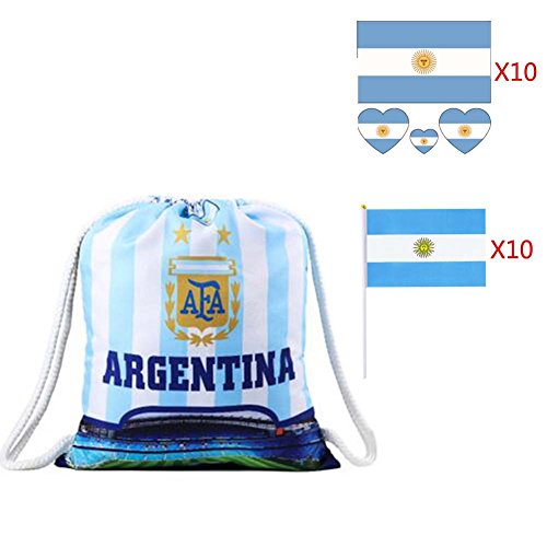 image for AUTUWT 2018 Soccer World Cup Drawstring Knapsack Bag Stickers Hand Hel