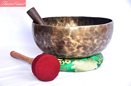 Root and Om Chakra C Note Anitque Hand Hammered Tibetan Meditation Singing Bowl 10 Inches - Yoga Old Bowl By Singing bowl house