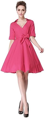 Heroecol Vintage 1950s 50s Dress Style Retro Rockabiily Cocktail V Neck XS PK