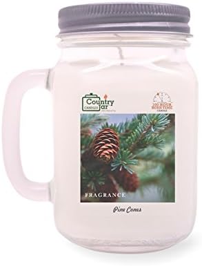 Country Jar Pine Cones Soy Candle (Mason with Handle) 16 oz. - 100 Burn Hours - See Sale!