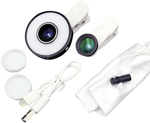 iPhone Camera Lens Selfie Ring Light - Selfie Light Cell Phone Lens Camera Lens Kit 6 in 1 Fisheye Lens &amp; Macro Lens &amp; 0.65X Super Wide Angle Lens for iPhone 7 , 6s , 6 , 5s &amp; Most Smartphones