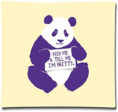 Cotton Cute Panda Cat Feed Me &amp; Tell Me I'm Pretty Square Throw Pillow Cover