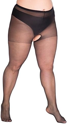 Lida Plus Size Crotchless Tights-Black-Large/4