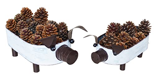 ShabbyDecor Galvanized White Washed Farmhouse Pig Tray Distressed Pig Bowl for Table Centerpiece Decor Set of 2