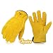 Vgo 3Pairs Unlined Cowhide Split Leather Work and Driver Gloves,for Heavy Duty, Truck Driving, Warehouse, Gardening, Farm(Size L,Gold,CB9501) primary