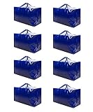 VENO Thick Over-Sized Organizer Storage Bag with Strong Handles and Zippers for Travelling, College Carrying, Moving, Camping, Christmas Decorations Storage, Made of Recycled Material (8 Packs)