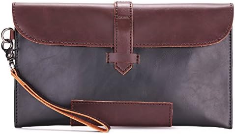 PU Leather Clutch Wallets Purse For Men And Women Handbag With Wristbelt