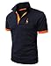 H2H Men's Fashion T-Shirt Cotton Solid Short-Sleeved Polo Shirt Navy US M/Asia XL (JDSK36)