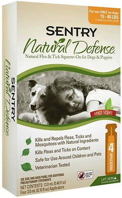 SENTRY Natural Defense Flea & Tick Squeeze-On Dog 15-40lb 4 month