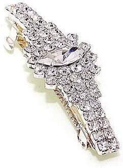 Girls RHINESTONE CRYSTAL Oval Marquis Barrette - LARGE 2 - 5/8 inches long