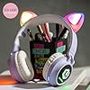 PowerLocus-Wireless-Bluetooth-Headphones-for-Kids-Kid-Headphone-Over-Ear-with-LED-Lights-Foldable-Headphones-with-MicrophoneVolume-LimitedWireless-and-Wired-Headphone-for-PhonesTabletsPCLaptops PowerLocus Headphones for Kids, Wireless Bluetooth Headphones Over-Ear with Cat Ears LED Lights, Foldable with…
