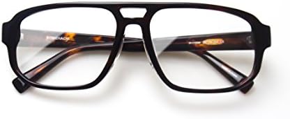 Komehachi - Classic Aviator Unisex Double Bridge Thick Rim Eyeglasses Frame with RX-Ready Clear Lenses