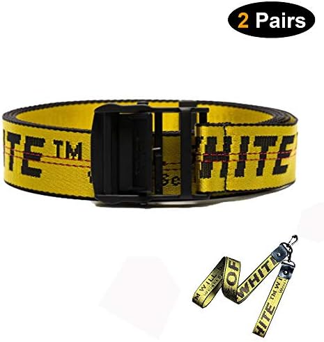 off white INDUSTRIAL belt yellow balck designer belts black buckle waist belts 200cm(send ID card sling)