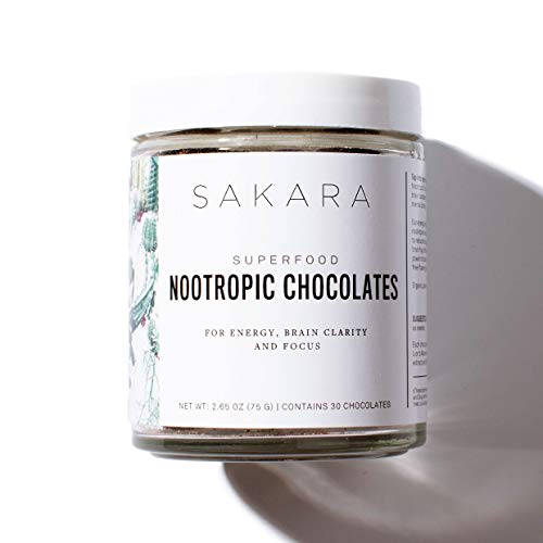 Sakara Nootropic Chocolates w/L-Theanine, Lion's Mane & Gotu Kola for Brain Boost 30ct