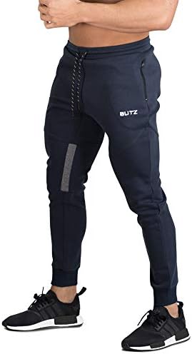 BUTZ Men's Vertex Training Jogger Pants Workout Gym Track Slim fit Sweatpants Causal Zipper Pocket