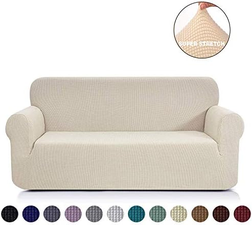 Ramotto Sofa Covers, Stretch Slipcovers Furniture Protector Anti-Slip Foams Polyester Spandex Fabric Sofa Protector (Beige, Loveseat)