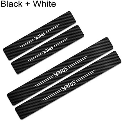 TAABOBO 4PCS Car Carbon Fiber Stickers Auto Door Sill Pedal Guards Door Threshold Plate Anti Scratch Cover Accessories,For Toyota Yaris