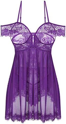 Babydoll Bodysuit,Sale💖New Women Lace Off-Shoulder Strapless Lingerie Underwear Back Split Nightdress