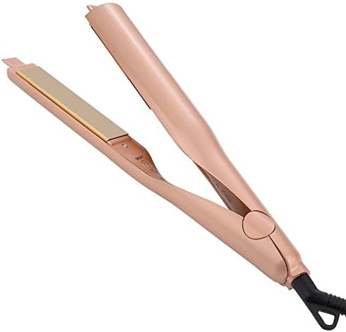 2 in 1 Straightener Curling PTC Ceramic Titanium-Plated Flat Iron with Dual Voltage Gold, Auto Shut off, Anti Scald Hair Straightener By yokpollar