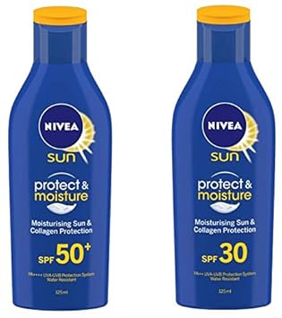 NIVEA Sunscreen Lotion, Sun Protect and Moisture (SPF 50), 125ml and NIVEA Sunscreen Lotion, Sun Protect and Moisture (SPF 30), 125ml