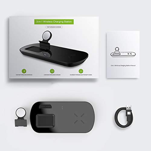 3 in 1 Wireless Charger, Qi Charging Station for Apple Watch, Airpods Pro/2,Charging Dock for Airpods 1/2/Pro,7.5W Qi Fast Charger for iPhone 11/11 Pro Max/SE 2/XS Max/XR/XS/X (for iWatch)