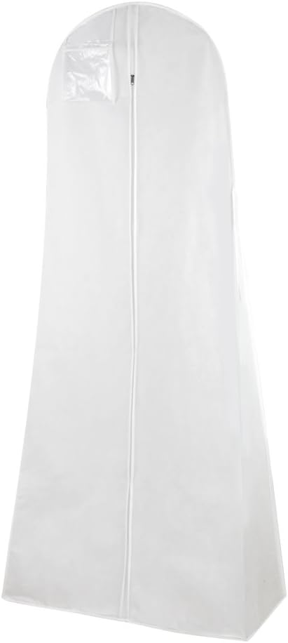 Kinashi Wedding Dress Cover Bag 72" Dust Proof Breathable Zipped Pocket, White