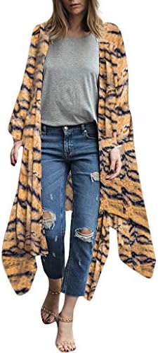 LIKELYY Women Chiffon Loose Shawl Print Kimono Cardigan Top Cover Up Blouse Beachwear
