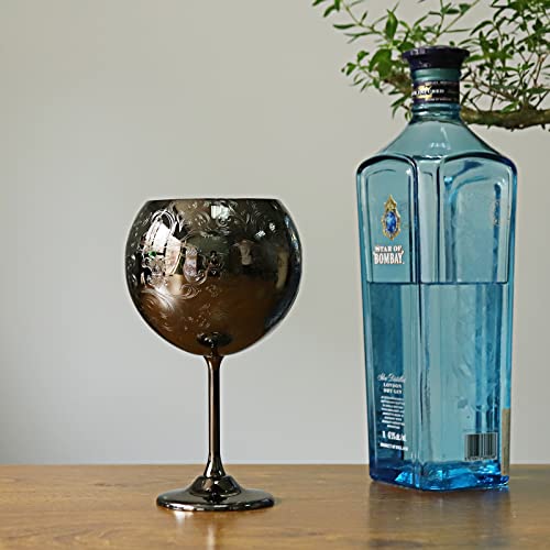 Luxury Gin Glasses, Stainless Steel Cocktail Glasses Set, Gin Making Kit for Gin Lovers, 23 oz, Hand Wash (Black)