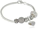 CHARMED BEADS Sterling Silver Love With All Your Heart Bead Charm Bracelet, 7.5