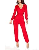 AWEIDS Fashion Lady's Long Sleeve V Neck Romper Jumpsuit Multi-color Pick