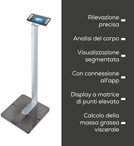 BF 1000 Super Precision Bilancia Diagnostica Professionale con Misurazione Incrociata, Connessione Bluetooth e con Portata fino a 200 Kg, Metallo, Nero