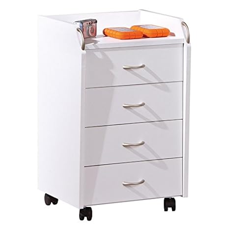 Inter Link Rollcontainer Bürocontainer Rollschrank Schubladenkommode Büroschrank KF-Board Weiss