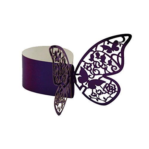 MagiDeal 50Pcs Butterfly Napkin Ring Wedding Banquet Table Serviette Buckle 6 Colors - Purple, Refer to the description