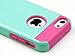 ULAK iPhone 5C Case, Slim Lightweight 2in1 iPhone 5C Cases Hybrid with Soft Rugged TPU Inner Skin and Hard PC Anti Scratches Protective Cover for Apple iPhone 5C (Mint Green+Hot Pink)