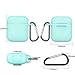 ZALU Compatible for AirPods Case with Keychain, Shockproof Protective Premium Silicone Cover Skin for AirPods Charging Case 2 & 1 (Airpods 1, Mint Green)